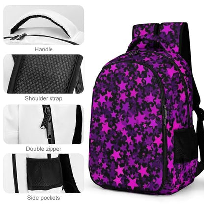 Backpack Purple Star, Lightweight Water Resistant Casual Daypack for Travel Commute and Hiking - color: Pattern (265)