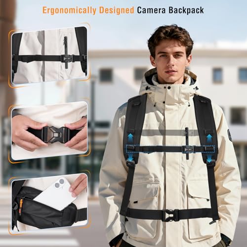 MOSISO Camera Backpack, DSLR/SLR/Mirrorless Large Camera Bag, Black