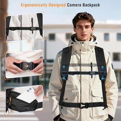 MOSISO Camera Backpack, DSLR/SLR/Mirrorless Large Camera Bag, Black