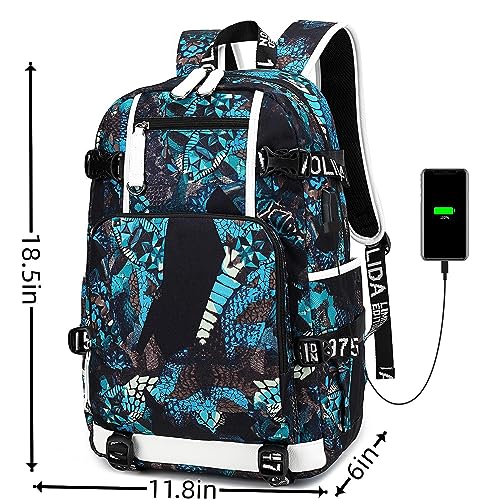 Txiujou Basketball Player 23 Student School Bag, Laptop Backpack, Ultra-Light Travel Bag, For Men And Women (Blue-Green2) - color: Blue-green2