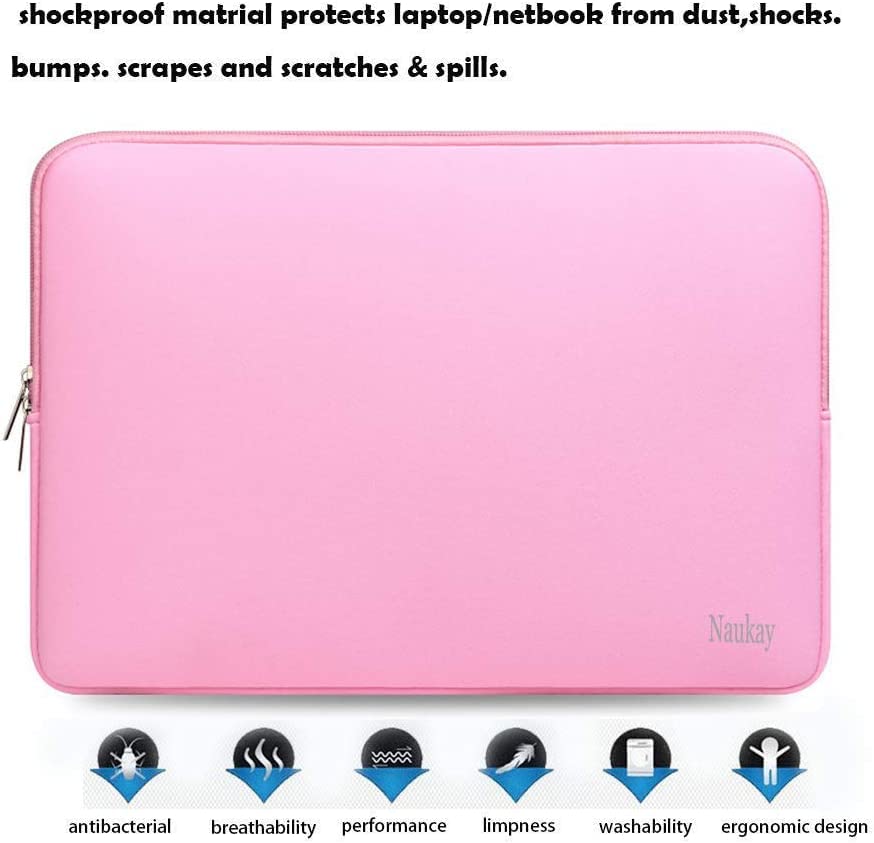 14 Inch Laptop Sleeve, Resistant Neoprene Laptop Sleeve/Notebook Computer Pocket Case/Tablet Briefcase Carrying Bag for 14 inch HP, Lenovo, Asus Notebook, Ultrabook, Pink - color: pink, size: 14 inch