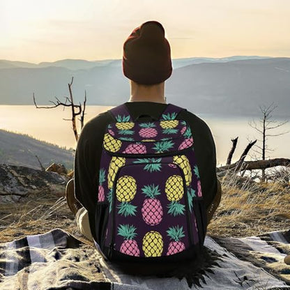 Tropical Pineapples Fruits Cooler Backpack Insulated Leak Proof Beach Cooler Bag Soft Lunch Picnic Hiking Camping Backpack Cooler - color: silver4