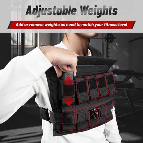 Weighted Vest Men 26lbs | 35lbs | 45lbs, Weighted Workout Vest With Removable Iron Weights, Weight Vest for Men and Women, Heavy Duty Weighted Exercise Vest for Strength Training Running Walking - size: 45lbs