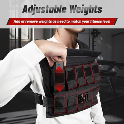 Weighted Vest Men 26lbs | 35lbs | 45lbs, Weighted Workout Vest With Removable Iron Weights, Weight Vest for Men and Women, Heavy Duty Weighted Exercise Vest for Strength Training Running Walking - size: 45lbs