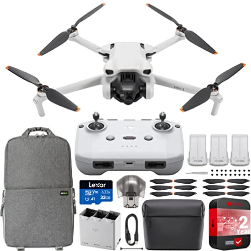 DJI Mini 3 Camera Drone Quadcopter + RC-N1 Controller (No Screen) + Fly More Kit, 4K Video, 38min Flight Time, True Vertical Shooting, Intelligent Modes Bundle w/Deco Gear Backpack +Accessories - style: RC-N1 Fly More Kit