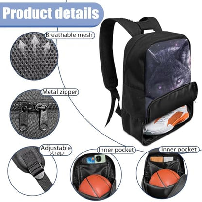 Basketball Backpack With Separate Ball Compartment And Shoes Fit Basketball Volleyball Football - color: Starry Wolf