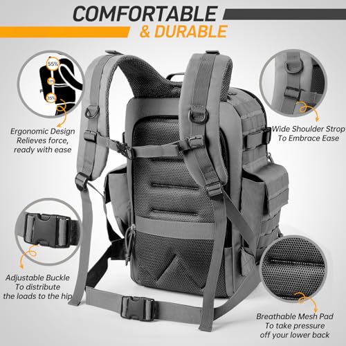 SHARKMOUTH Baby Diaper Bag for Dad - Large Military Daddy Gear Backpack with Changing Pad for Travel Camping Hiking - Newborn Baby Shower Gifts Gray - color: Gray W/ Changing Pad