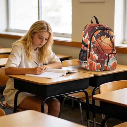Bolaz Basketball Breaks Through The Wall Travel Backpack 14 Inch Laptop Computer Bag Sturdy School Bag College Bookbag