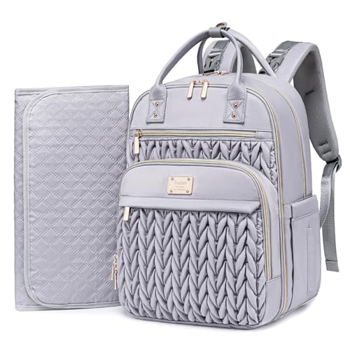 Tealari Diaper Bag Backpack,Stylish Baby Diaper Bag,Waterproof Travel Diaper Backpacks Baby Bags with Changing Pad,Stroller Straps,Insulated Pockets (Gray) - color: Gray