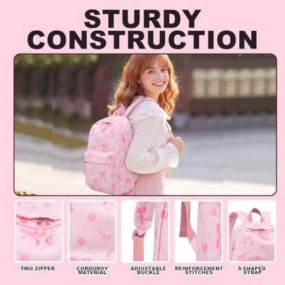 LEDAOU Kids Backpack for Boys Girls Preschool Kindergarten Elementary School Bookbag Toddler School Bag with Chest Strap (Bow flower pink) - color: Bow Flower Pink