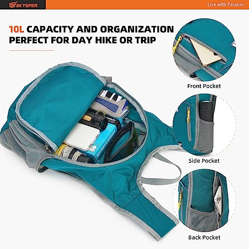SKYSPER 10L Hiking Backpack Small Hiking Daypack Packable Lightweight Travel Day Pack for Women Men(Cyan) - color: Cyan