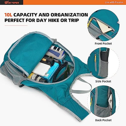 SKYSPER 10L Hiking Backpack Small Hiking Daypack Packable Lightweight Travel Day Pack for Women Men(Cyan) - color: Cyan