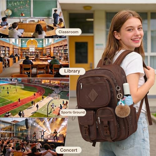Mesh Backpack for Girls Boys, Heavy Duty Semi-Transparent Mesh Bookbag Womens Mens Mesh Backpacks for School, Sports, Beach, Swimming, Travel - Coffice - color: Coffice