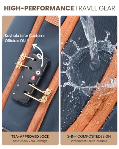 Fanwoli Rolling Vacuum Backpack Travel with One-Button Compression, Expandable Carry-On Suitcase Luggage, Approved TSA Lock & Water-Proof Laptop Compartment for Outdoor/Family/Business Trips - color: Blue