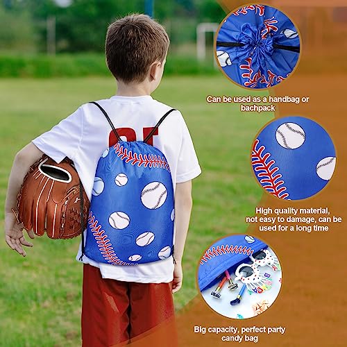 Grneric 18 Pcs Baseball Party Favor Bags Drawstring Bags Bulk Candy Goodie Bag Baseball Themed Presents for Sports Teams - color: Baseball
