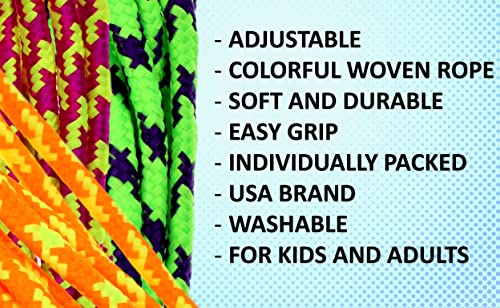 JA-RU 7ft Adjustable Jump Rope (Jump Rope) Nylon Braided Jump Ropes for Kids. Indoor & Outdoor Activities for Teens. Bulk Party Favor & Gymnastics Goodie Bag Stuffers. 1995 - style: 2 Pack