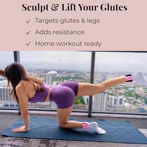 AMOYOU Wrist & Ankle Weights for Women – 2 lb Ankle Weights (Set of 2, 1 lb Each) | Arm Weights for Women | Leg Weights for Walking, Yoga, Cardio & Strength Training - color: Pink