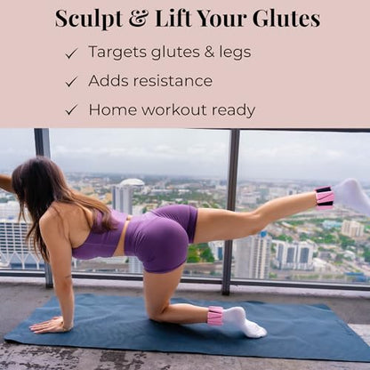 AMOYOU Wrist & Ankle Weights for Women – 2 lb Ankle Weights (Set of 2, 1 lb Each) | Arm Weights for Women | Leg Weights for Walking, Yoga, Cardio & Strength Training - color: Pink