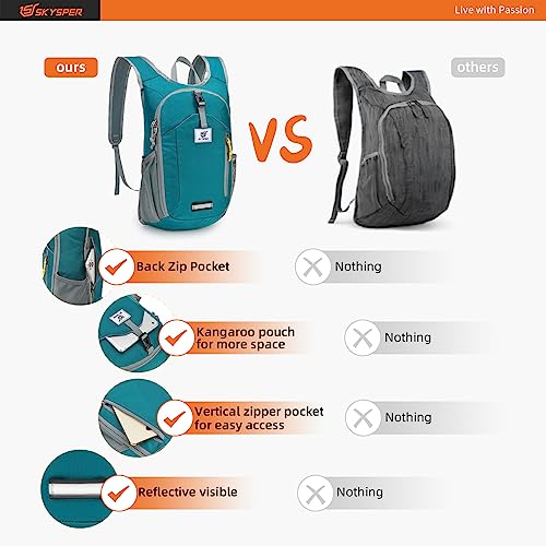SKYSPER 10L Hiking Backpack Small Hiking Daypack Packable Lightweight Travel Day Pack for Women Men(Cyan) - color: Cyan