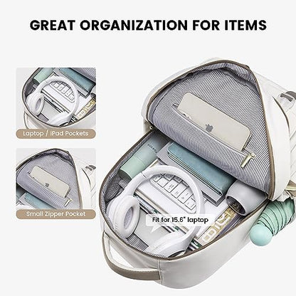 LOVEVOOK School Backpack for Teen Girls, Student Backpack Purse for 14-16 Teenage, Cute Kid Bookbag, Back to School Backpacks Fit 15.6 Inch Laptop, Large College Travel Bag, Beige-khaki - color: Beige-khaki