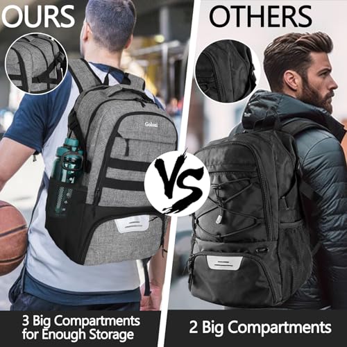 Soccer Backpack for Men and Women,Sports Bag with Ball Compartment,Gym Backpack with Shoe Compartment - color: Grey