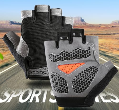 1 Pair Half Finger Cycling Gloves, Breathable Non-Slip Padded Workout Gloves, Lightweight Outdoor Sports Gloves - size: Large