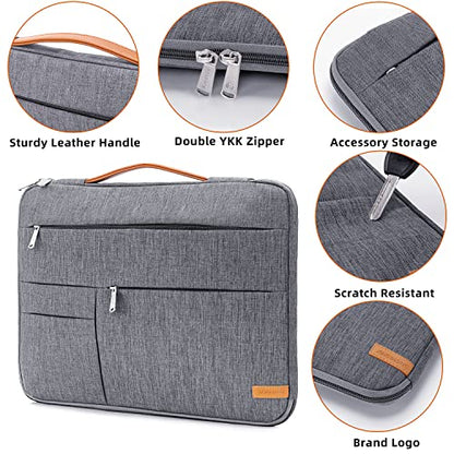 KINGSLONG 13.3 inch Laptop Sleeve Bag, Slim Shockproof Handbag, Computer Carrying Case Cover Compatible with MacBook Air/Pro Acer Asus Dell HP, Grey - color: Grey, size: 13 inch
