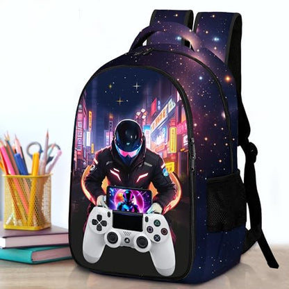 Boys Backpack with Lunch Box and Pencil Case, 3Pcs Gamer Backpack for Boys Teens, 17 Inch Large Capacity - color: GAME-MTWJ-9