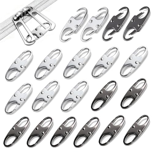 Zipper Clips Anti Theft, Double Opening Small S Carabiner, Zipper Pull Replacement, for Backpack Purse Luggage Suitcase - color: Silver + Gray