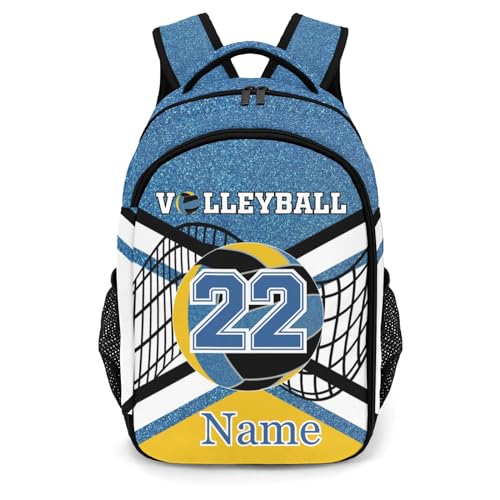 Blue Volleyball Print School Backpack Laptop Bag for Man Woman Gift - color: Muilti 1