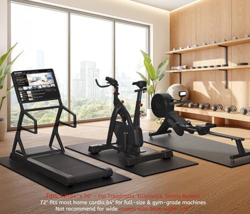 Treadmill Mat, 7'x3'/6'x3'/6'x2.5'/5.6'x2'/4'x2', 6mm Thick Exercise Equipment Gym Mat for Hardwood FloorCarpet, Compatible with Peloton Bike, Indoor Spin Bike, Elliptical - color: 76"x30"x6mm-black