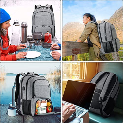 unch Backpack, Insulated Cooler Lunch Bag Backpack, Large School Backpacks for Teen Boys Water Resistant Back Pack Gift for Men Fit 17 Inch Laptop - color: Grey