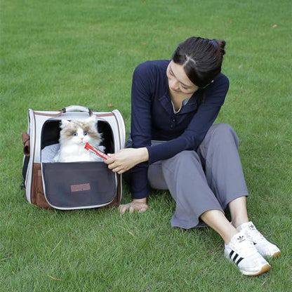 Cat Carrier Backpack Small Pet Carrying Bag with Breathable Mesh Collapsible Waterproof Cat Case for Hiking Camping Travel