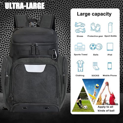 LARIPOP Basketball Backpack with Ball & Ventilated Shoe Compartment Insulated Pockets for Men Training - color: Dark grey