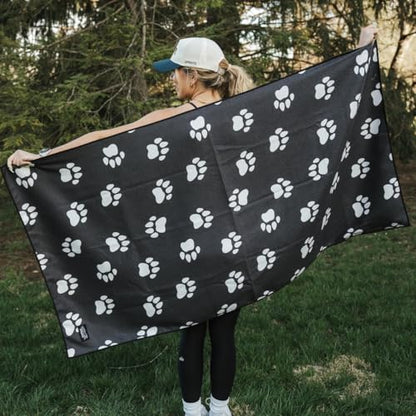 Sprints Athletic Running Towel, Full-Sized, Car Seat Cover - Performance Microfiber (Paw Prints & PR's) - color: Paw Prints & Pr's