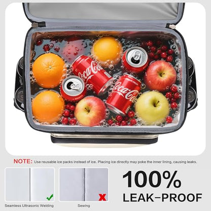 Hulongo Cooler Backpack, 30L Insulated Leakproof Soft Cooler Bag for 52 Cans, Lightweight Backpack for Beach, Picnic, Camping, Hiking, Fishing and Travel - color: Beige