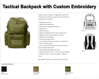 Tactical Gear bag Heavy Duty Duffel Gym bag/Tactical Backpack Custom Embroidered with your own text (Black Backpack) - color: Black Backpack