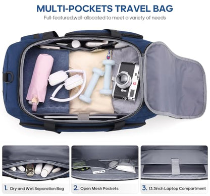 Gym Bag for Men and Women with Shoe & Laptop Compartment Sport Duffle Bag - color: Blue