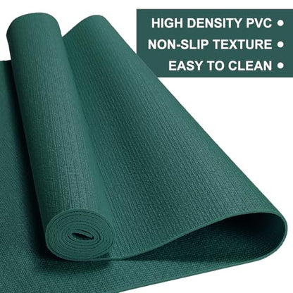 3 mm Thick Yoga Mat Bulk, Non Slip Exercise Workout Fitness Pad for Women Men, Gym Home Yoga Pilates, Easy to Clean, Sturdy PVC - color: Dark Green
