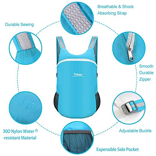Ultra Lightweight Packable Water Resistant Backpack for Travel Camping Outdoor Hiking Daypack - color: Blue
