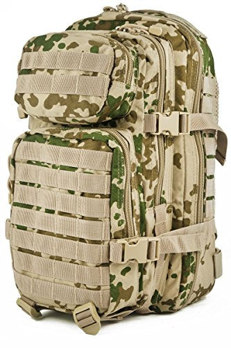 Mil-Tec Unisex Assault Pack - Rugged Durable Lightweight Ergonomic Versatile Tactical Outdoor Camping Hiking Backpack with Adjustable Padded Shoulder Straps & MOLLE Loops, Tropical Camo, 20L - color: Tropical Camo, style: 20l