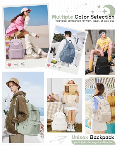 BJLFS Green Cute School Backpack with Laptop Compartment Small Travel Laptop Backpack for Women Men Waterproof College Backpack Simple School Bag for Teens Girls Boys - color: Green