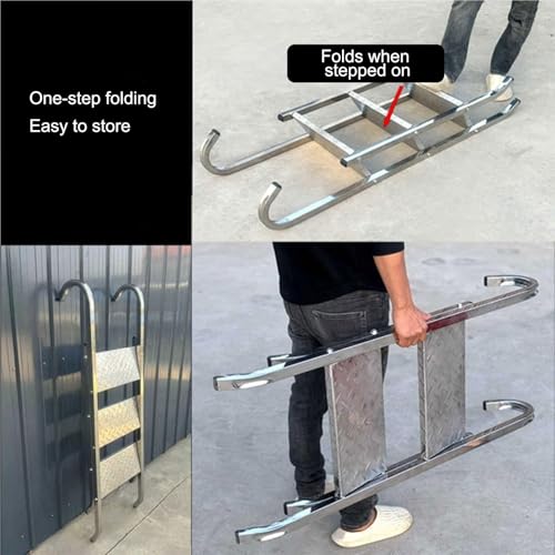 2-Level Heavy-Duty Aluminum Step Ladder, Portable Climbing Ladder with Non-Slip Treads for Truck Loading Unloading Home Repairs