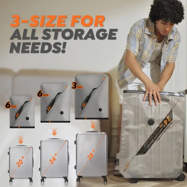 Vacbird Rechargeable Wireless Pump Travel Storage Bags Set - Portable Space Saver Bags for Travel & Home - Vacuum Compression Packing Seal for Clothes, Blankets, Seasonal Storage 15 Combo Set - size: 15 combo set