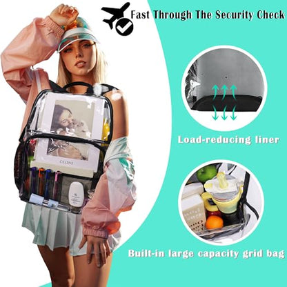 Clear Backpacks for School,18'' Large Clear Backpack Heavy Duty Clear Backpack See Through Backpack Clear Bookbag for Student,School,Work,Travel,Light Purple - color: Light Purple