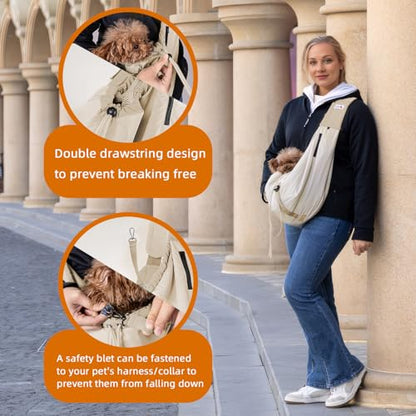 Dog Carrier Sling, Dog Carriers for Small Dogs Up to 20lbs, Beige - color: Beige