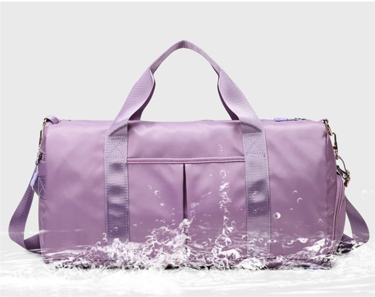 Gym Duffle Bag for Men Women, Waterproof Weekender Overnight Bag with Shoe Compartment and Wet Pocket for Swimming Yoga Travel (Purple) - color: Purple