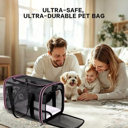 Cat Carrier, Soft-Sided Pet Carrier Bag, Breathable Mesh, Black (Pink, 20 * 13 * 13) - color: pink, size: 17.0"L x 11.0"W x 11.0"H
