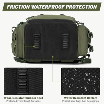 40L Fishing Backpack Water Resistant Fishing Tackle Bag with 2 Rod Holders, Tackle Storage Bag for Anglers(Green Bag Only) - color: Green