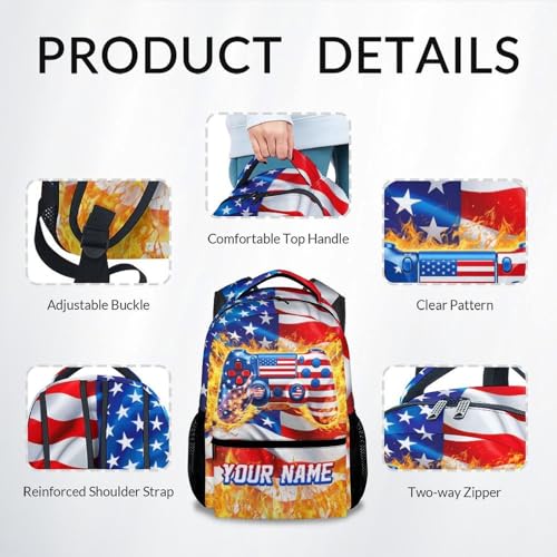 Gaming Backpack for Boys - Personalized 17 Inch Kids Toddlers Bookbag, Large Capacity Lightweight Gamer Schoolbag for Elementary School Travel - color: Red